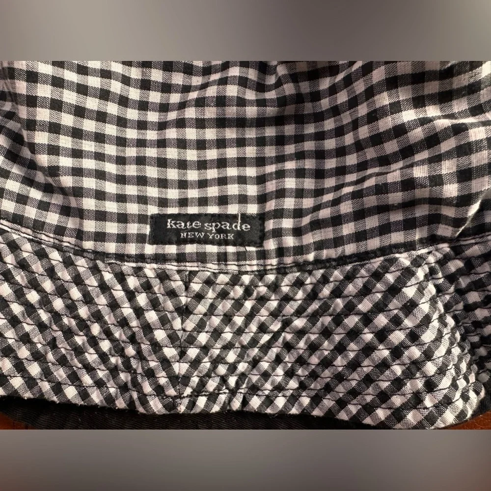 LADIES KATE SPADE NEW YORK Vintage Black White Check Gingham Reverse Bucket Hat